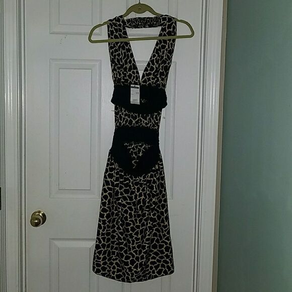 Fashque animal print halter open back dressSz One Size Fits All - Picture 4 of 8